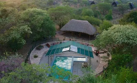 An aerial view of Red Chilli Rest Camp inside Murchison Falls National Park Budget Accommodation in Murchison Falls National Park